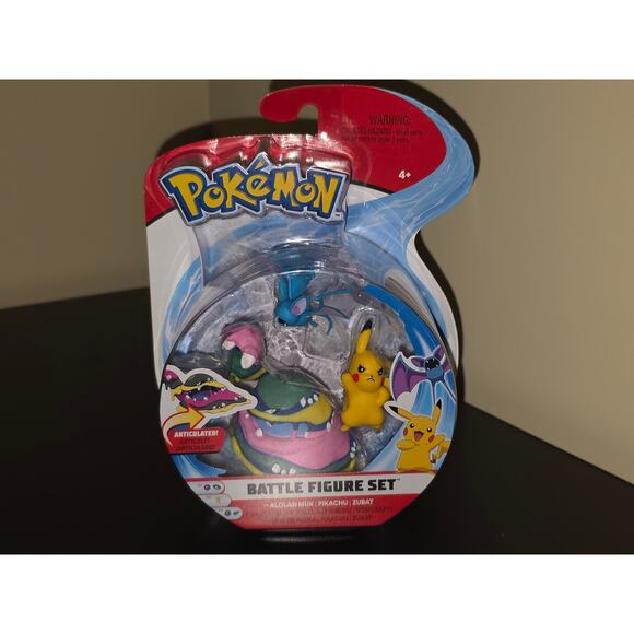 Pokémon Battle Figure Set 3 Pack Pikachu Alolan Muk Zubat New Sealed 2018 - Picture 1 of 3